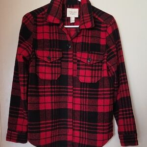 Red and Black Checkered Shirt Jacket